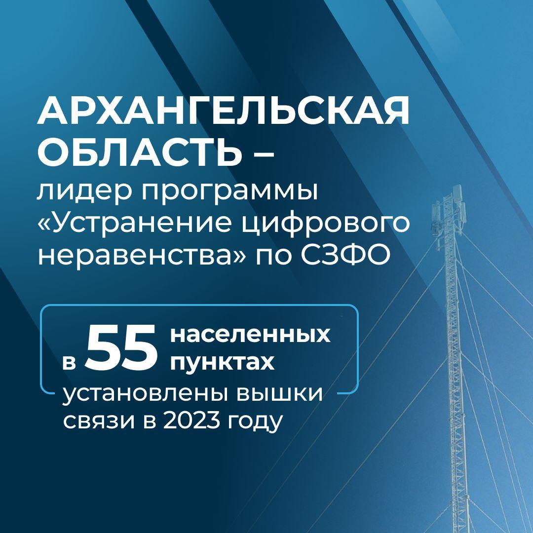 В 55 населенных пунктах Поморья установлены вышки связи в 2023 году